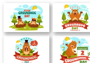 12 Happy Groundhog Day Illustration