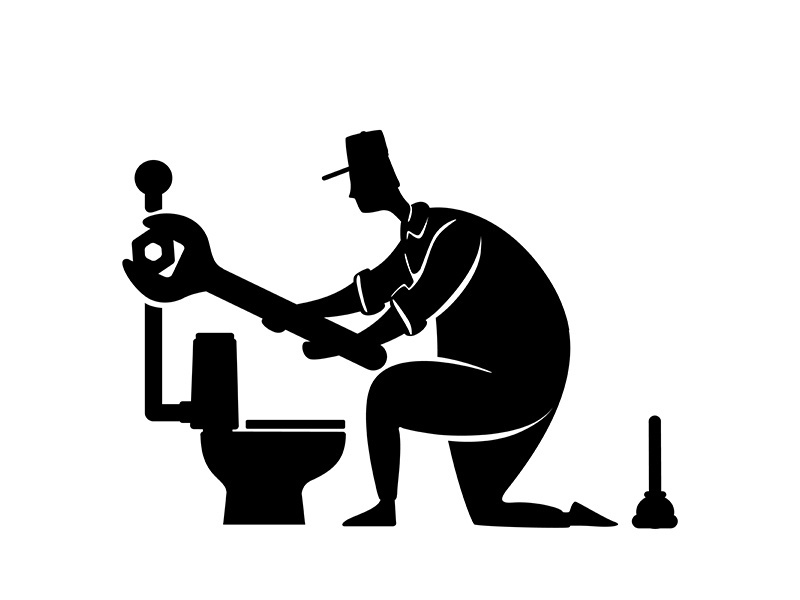 Plumbing services black silhouette vector illustration
