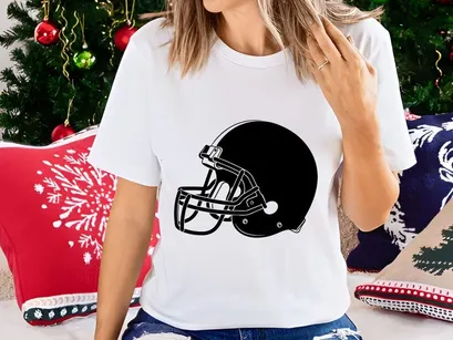 American football helmet illustration in black and white