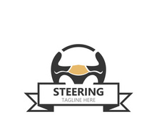 Steering wheel logo automotive car design garage auto repair workshop illustration