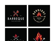 Smoke and BBQ Barbecue Vintage hot grill, with crossed flames and spatula. Logo for restaurant, badge, cafe and bar.vector