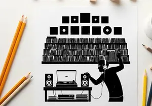 Silhouette of a dj in a home studio setup silhouette
