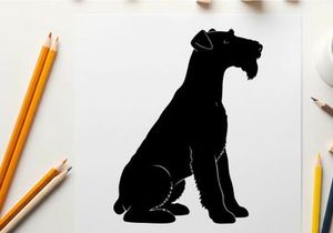 Silhouette of a sitting dog with mouth open