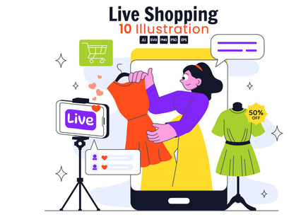 10 Influencer Live Shopping Illustration
