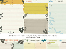 Printable note work daily or study planner for productivity  You receive a file PDF which have 20 pages. Every page is a study planner