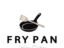 frying pan and spatula logo, kitchen cooking equipment, for business, company, restaurant