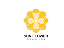 Sunflower Logo Design, Ornamental Plant Garden Plant Icon Vector, Company Product Brand