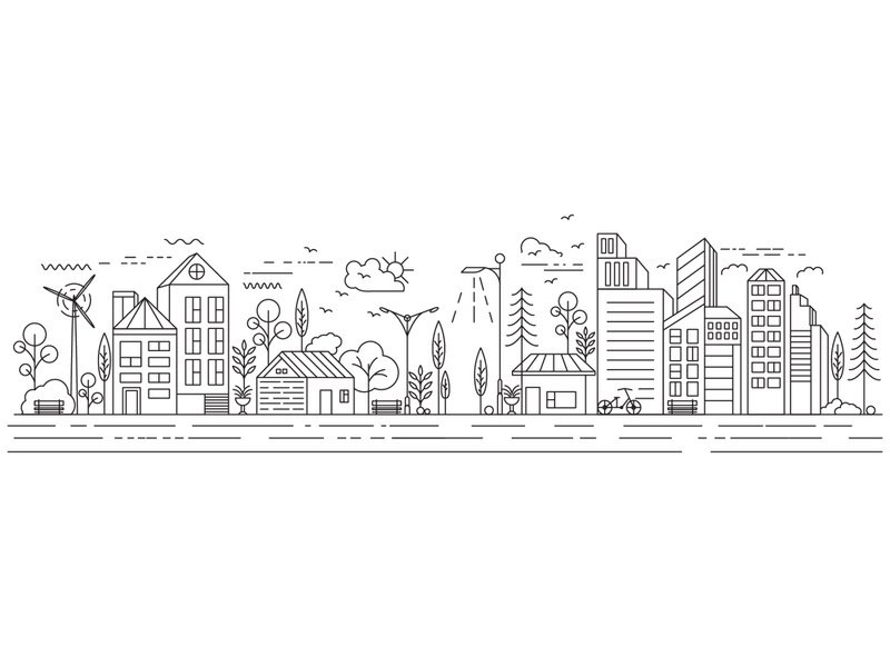 City Building Line art illustration