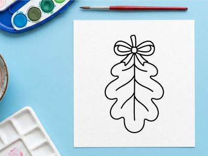 Adorno navideño de hoja acogedora con lazo. Decoración festiva para decoración estacional.