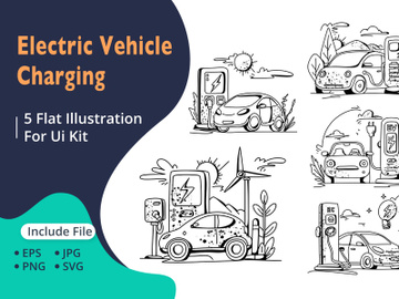 Flat Illustration of an Electric Vehicle Charging Station preview picture