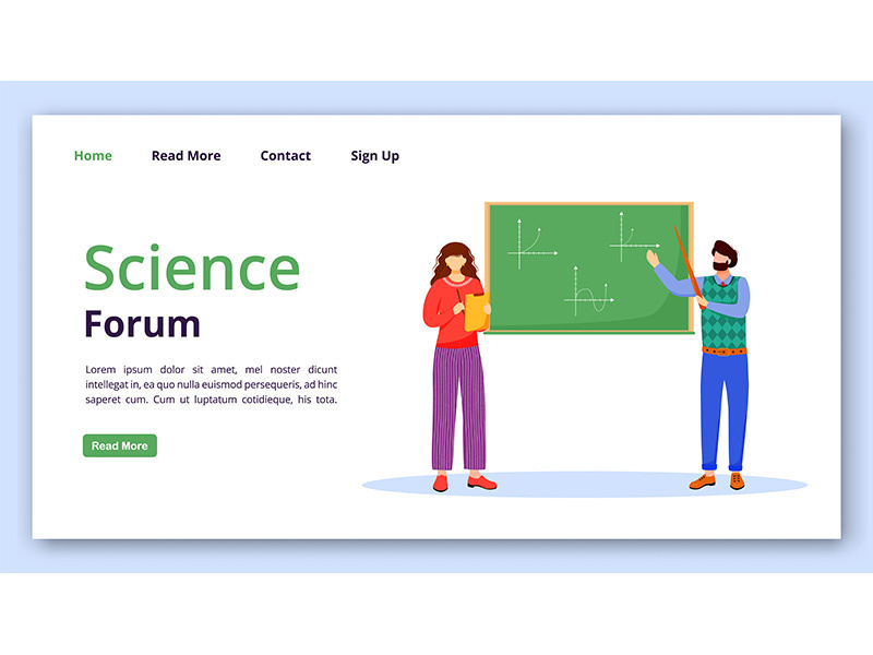 Science forum landing page vector template