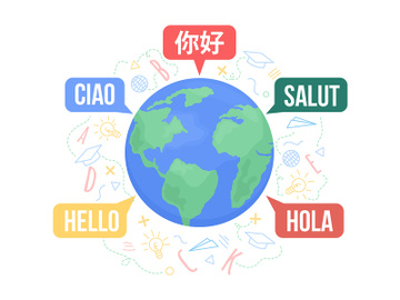 Multilingual world illustration preview picture