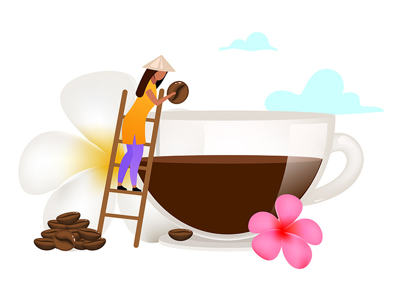 Small family coffee business flat vector illustration
