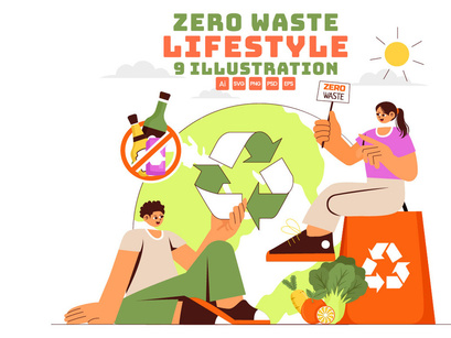 9 Zero Waste Lifestyle Illustration