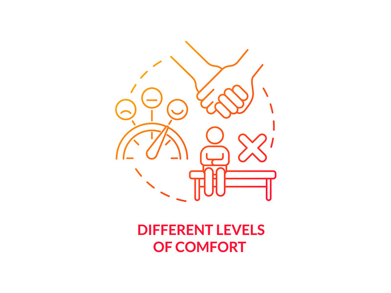 Different levels of comfort red gradient concept icon