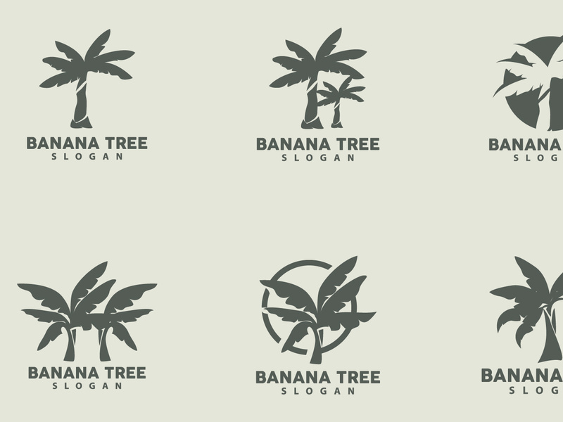 Banana Tree Logo, Banana Tree Simple Silhouette Design