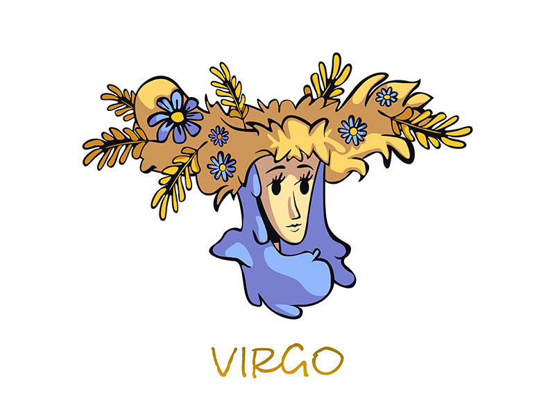 Virgo zodiac sign flat cartoon vector illustration