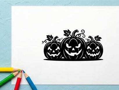 Halloween Jack-o'-lanterns with spooky faces for fall celebration