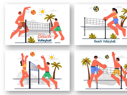 9 Beach Volleyball Player Illustration