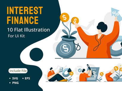 Interest Loan Calculator icon flat Illustration for business finance loan