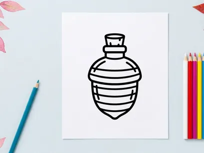 Magic potion bottle icon. Vector illustration of a wizard elixir flask.