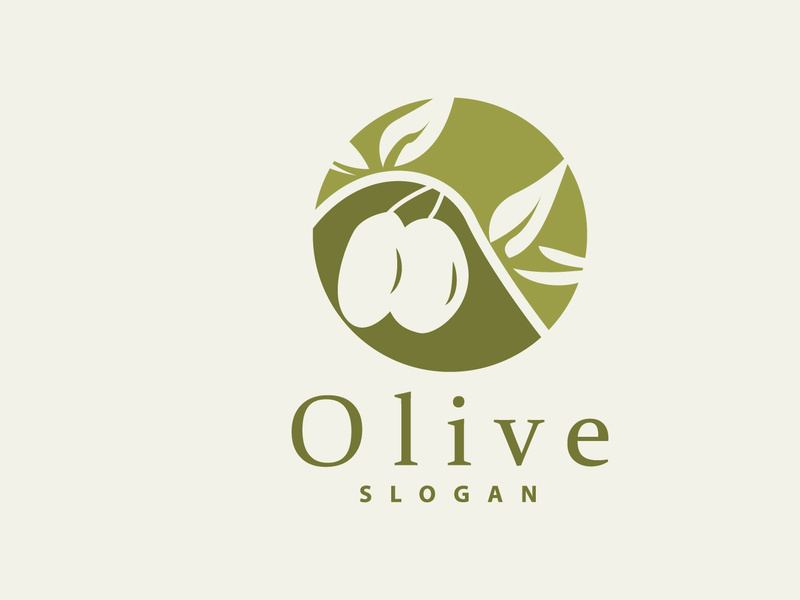 Olive Oil Logo, Olive Leaf Plant Herbal Garden Vector