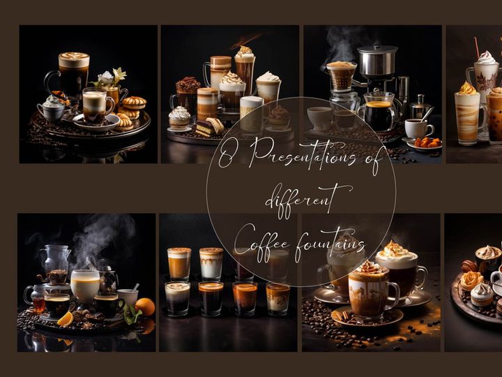 Presentations of different coffee fountains