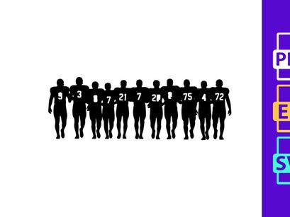 American football team silhouettes in uniform
