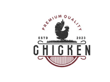 Chicken Logo, For Roast Chicken Restaurant, Farm Vector, Simple Minimalist Design For Restaurant Food Business