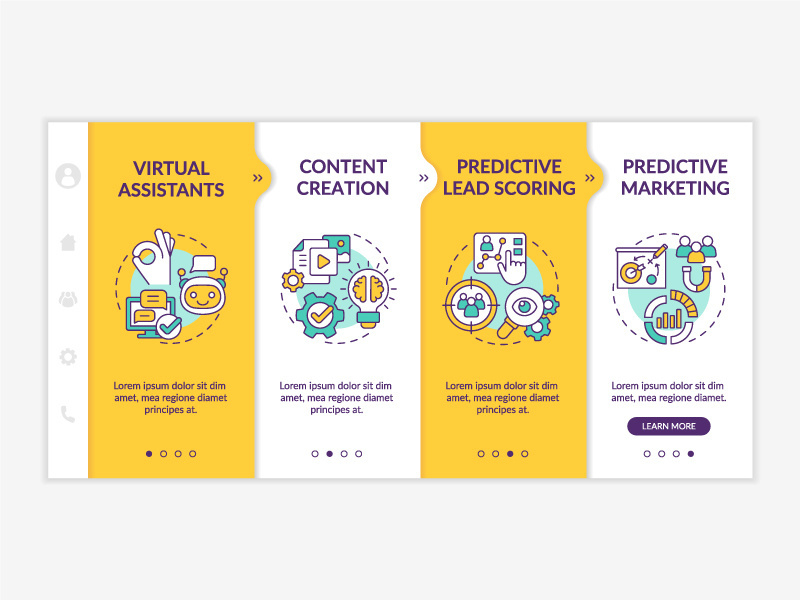 Usage of AI in marketing yellow onboarding template