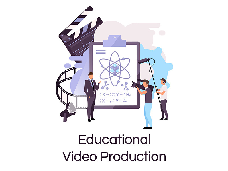 Educational video production flat concept icon
