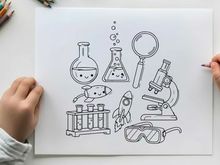 Cute science lab equipment vector illustration flat design
