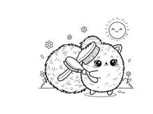 Cute hamster brushing teeth vector illustration flat design