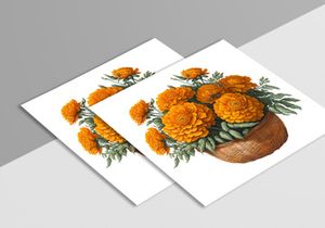Watercolor Floral Flower Basket Design