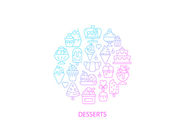 Assorted desserts abstract gradient linear concept layout with headline preview picture