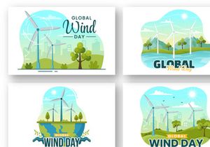 12 Global Wind Day Vector Illustration