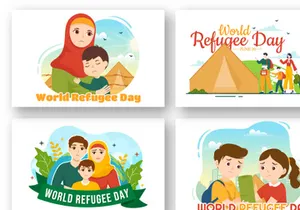 12 World Refugee Day Vector Illustration