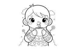 Cute girl drinking coffee vector illustration flat design