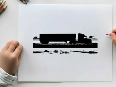 Truck silhouette driving on a highway at night