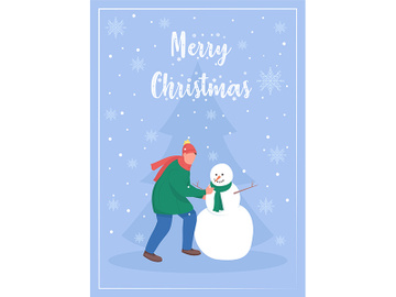 Merry Christmas greeting card flat vector template preview picture