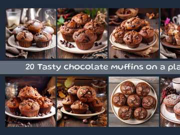 Tasty chocolate muffins on a plate preview picture