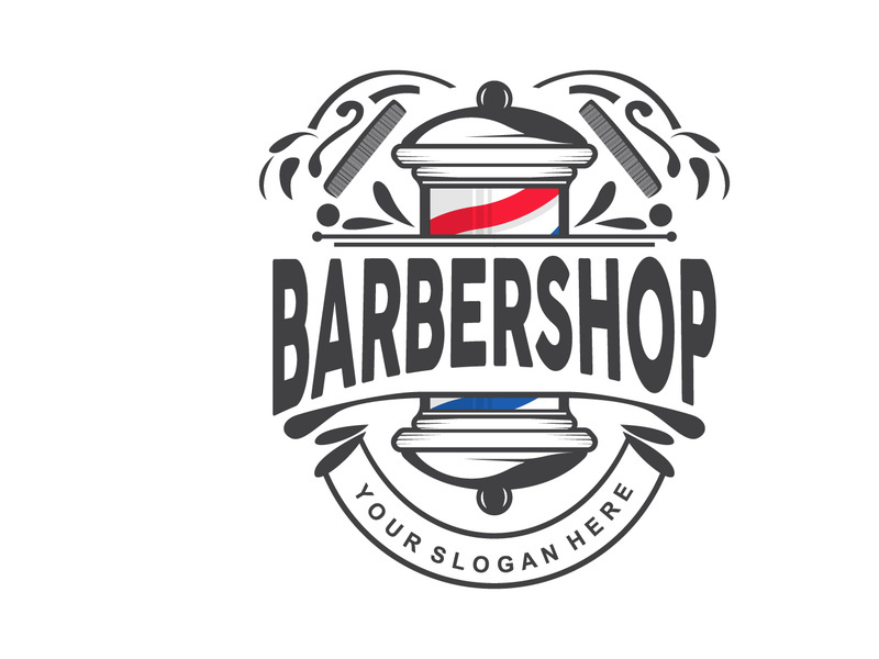 Barbershop Logo, Scissors Vector, Retro Vintage Minimalist