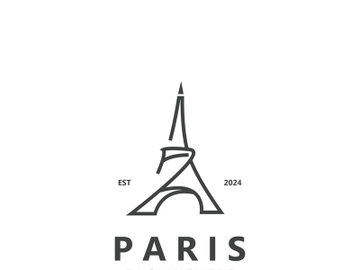 Tower Paris france Black Silhouette logo design template Illustration preview picture