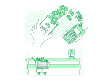Mobile payment thin line concept vector illustration preview picture