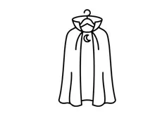 Minimalist white cape or cloak hanging on hanger. Elegant draped garment for fashion design or fantasy costume.
