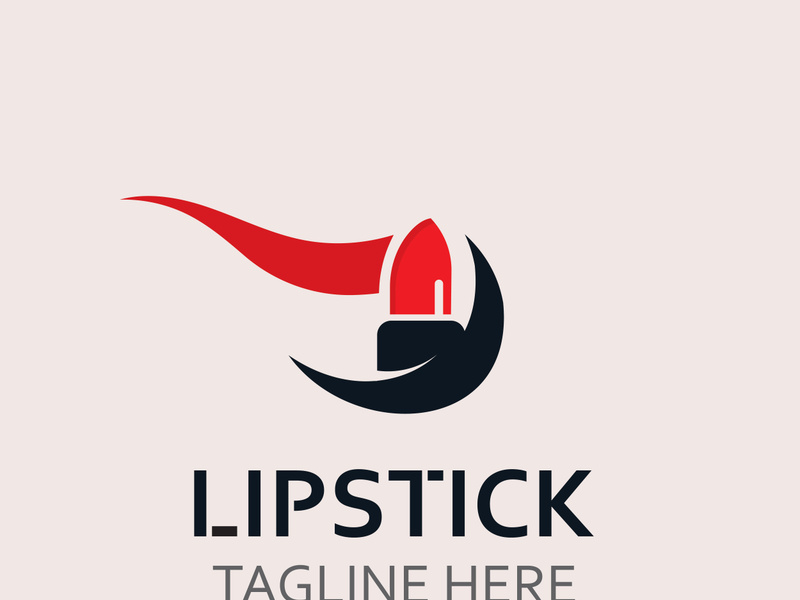 Lipstick logo design for makeup fashion shop and beauty vector cosmetic design template