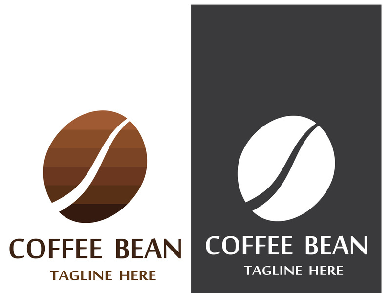 Coffee bean logo for cafe, business, label.