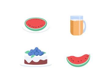 Summer snack flat color vector object set preview picture