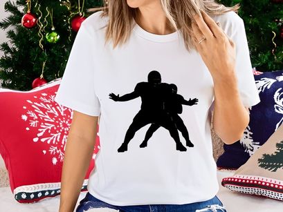 American football player tackling silhouette in action