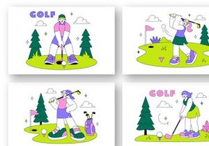 10 Golf Sport Vector Illustration
